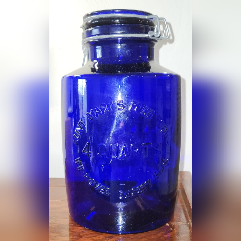 1979 Crownford Gift Ware Italy Cobalt Blue 4 Quart Cookie Jar